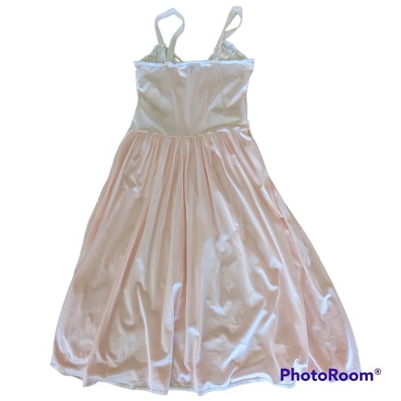 Vintage Diane Von Furstenberg Lingerie Medium Pink Nylon Lace Nightgown Midi - Picture 2 of 14